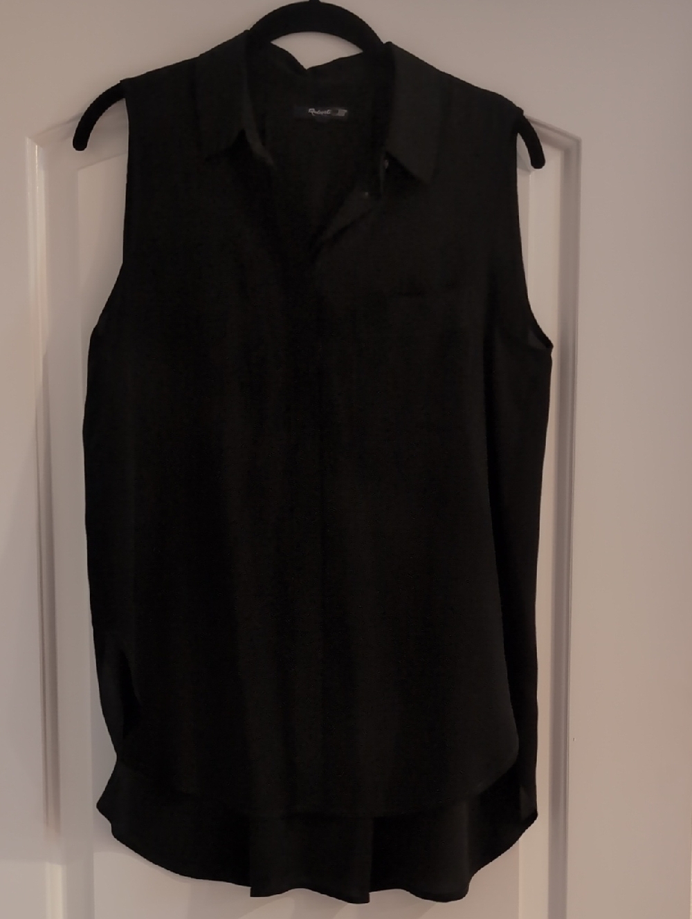 Madewell Sleeveless Black Collared Blouse
